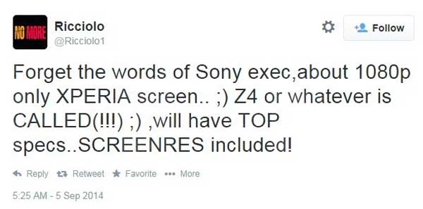 سونی اعلام کرد، Xperia Z4 با صفحه نمایش QHD ارائه خواهد شد! 1
