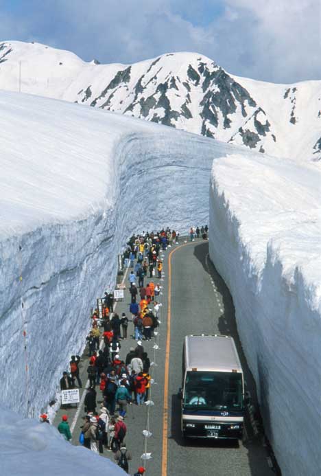 tourtists-wait-for-coach-in-plowed-snow-in-japan