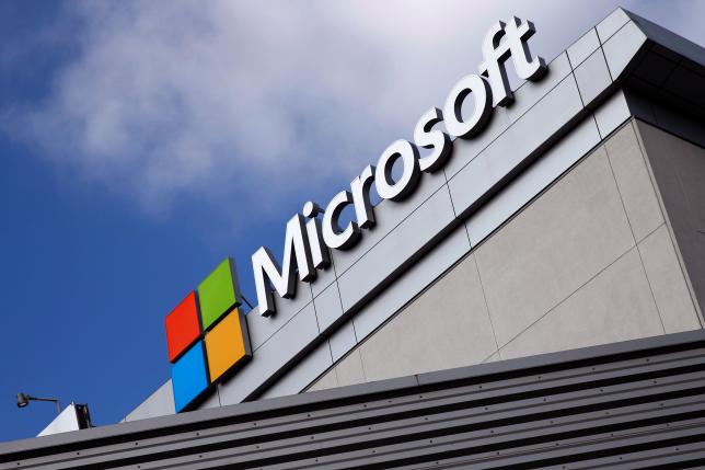 A Microsoft logo is seen in Los Angeles, California, U.S. June 14, 2016. REUTERS/Lucy Nicholson/File Photo