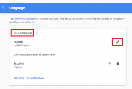 google-change-language
