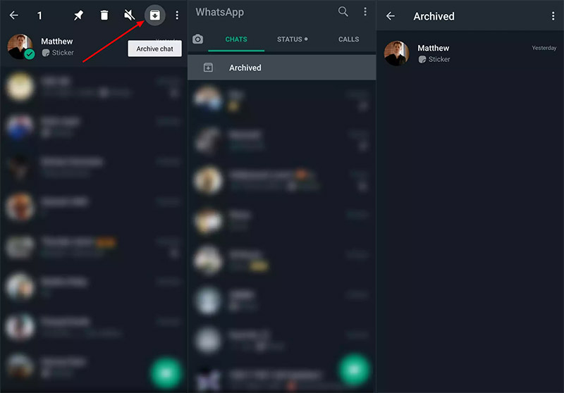 آرشیو یا مخفی کردن مکالمه و چت در واتساپ