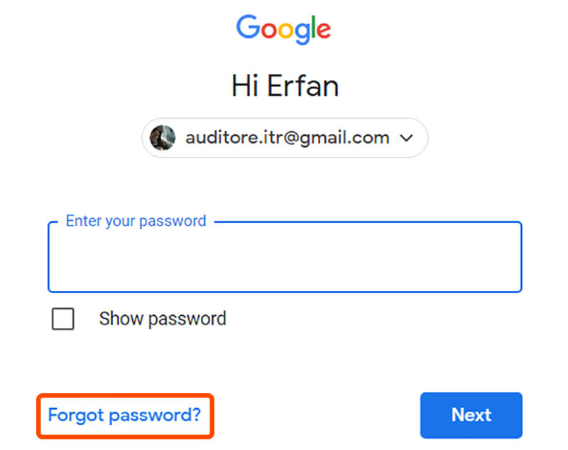 بازیابی پسورد فراموش شده جیمیل
