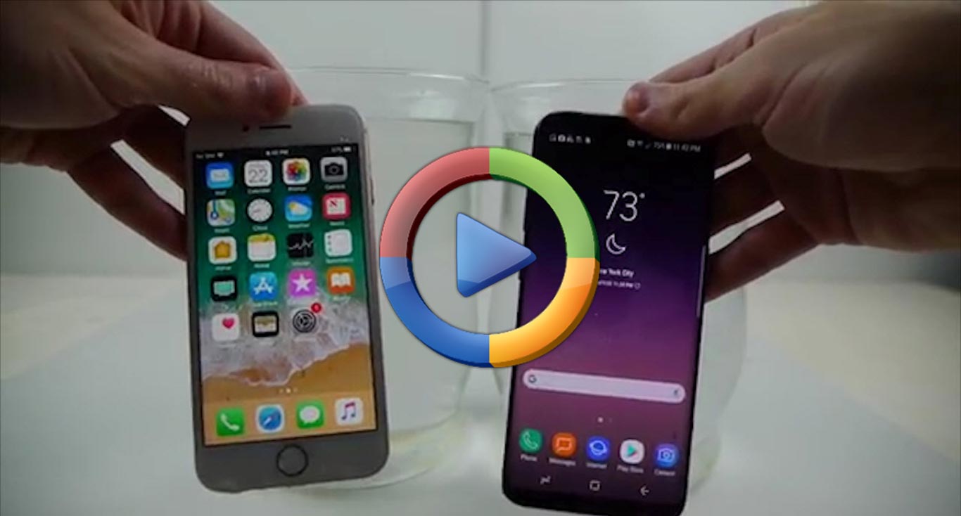 تست مقاومت گلکسی S8 سامسونگ و آی‌فون 8 اپل در آب شور (ویدئو اختصاصی)