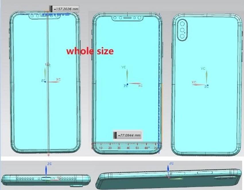 Leaked-schematics-for-the-6.5-inch-2018-iPhone تصاویر شماتیک اپل آی‌فون 6.5 اینچی از وجود دوربین پشتی سه‌گانه حکایت دارند  