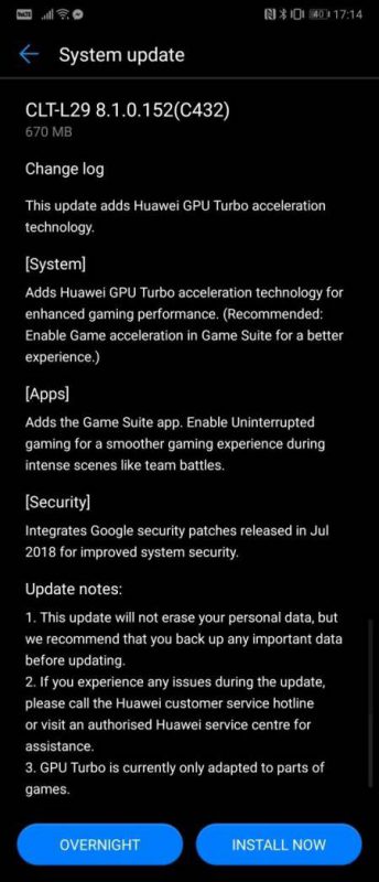 huawei-p20-pro-gpu-turbo-update-344x800 آپدیت جدید هواوی P20 پرو عرضه شد: اضافه شدن قابلیت GPU توربو به همراه وصله امنیتی ماه جولای  