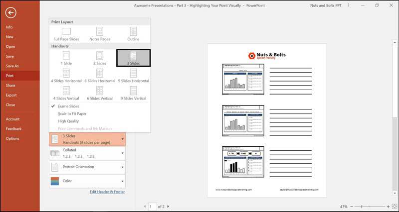 How-to-Print-PowerPoint-with-Notes-8 چگونه چندین اسلاید پاورپوینت را بر روی یک صفحه کاغذ پرینت بگیریم؟  