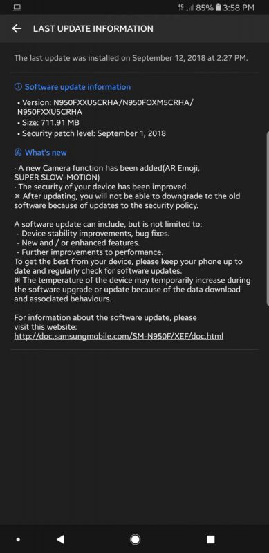 Samsung-Galaxy-Note-8-update-389x800 آپدیت گلکسی نوت 8 با اضافه شدن قابلیت سوپراسلوموشن و AR Emoji‌ سامسونگ  