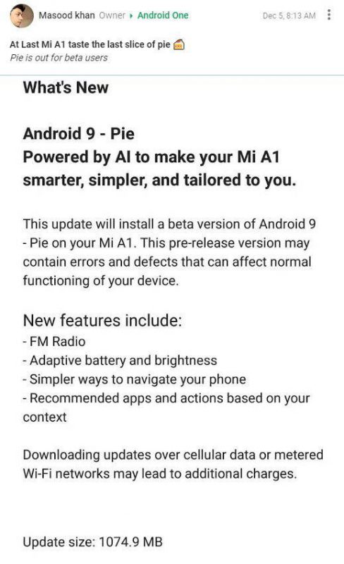 Xiaomi-Mi-A1-Android-9-Pie-Beta-488x800 شیائومی Mi A1 به‌روزرسانی آزمایشی اندروید 9 پای را دریافت کرد  
