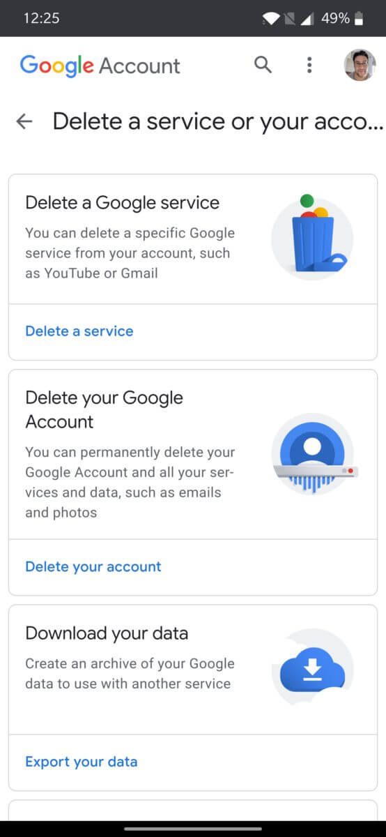 نحوه حذف حساب گوگل
