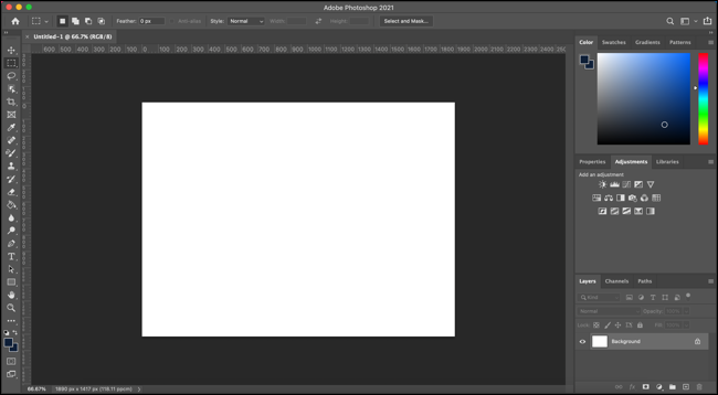 Change page mode in Photoshop