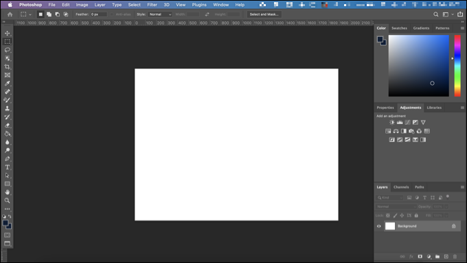 Change page mode in Photoshop