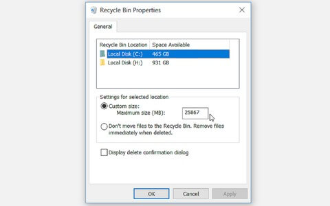 نشان ندادن فایل های حذف شده در سطل آشغال ویندوز
