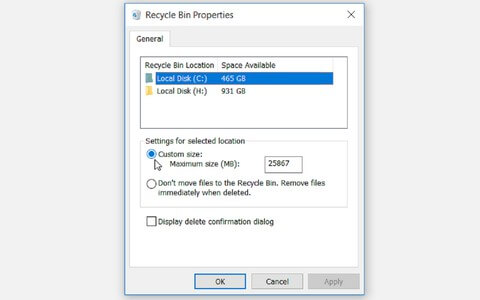 نشان ندادن فایل های حذف شده در سطل آشغال ویندوز