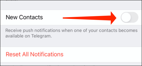 Disable the contact joining notification in Telegram
