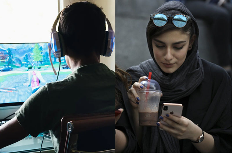جوانان ایرانی درحال استفاده از اینترنت برای سرگرمی