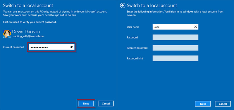 حذف اکانت مایکروسافت و ساخت حساب محلی جدید در ویندوز 10
