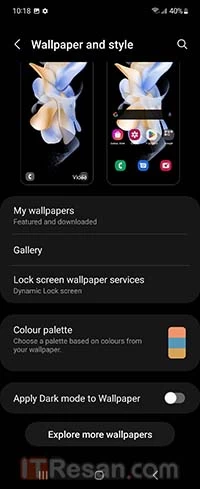 Samsung Galaxy Z Flip4 Color and applying dark mode for wallpaper