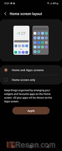 Samsung Galaxy Z Flip4 Enabling disabling app screens or app drawer