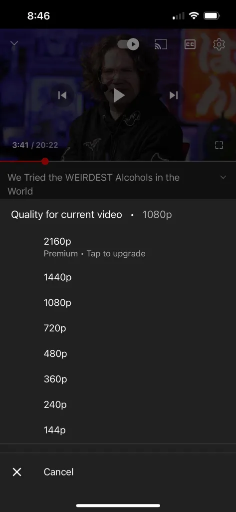 یوتیوب در حال محدود کردن کیفیت 4k به اکانت‌های پرمیوم