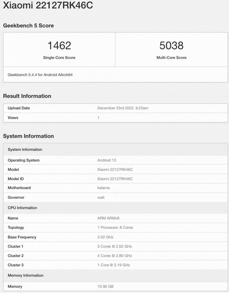 Redmi K60 tested on Geekbench better performance than Galaxy S23.jpeg قطب آی تی