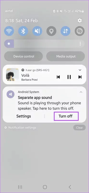 Disable separate app sounds result 1