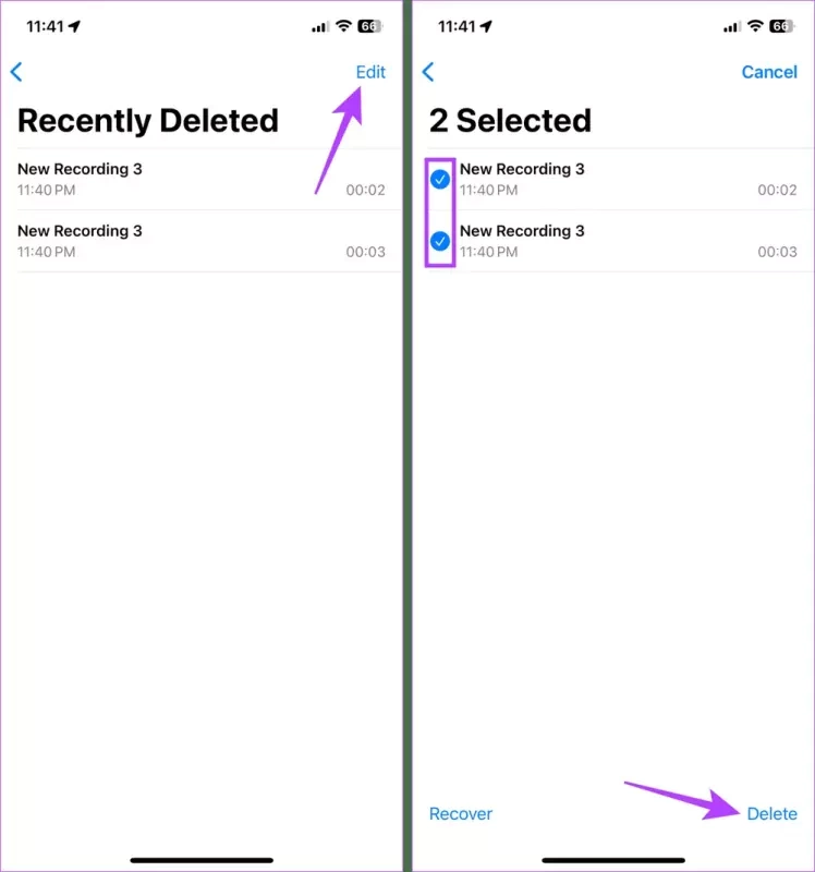 Select deleted Voice Memos 1437x1536 result