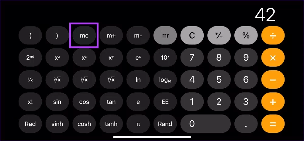 Clear calculator app memory