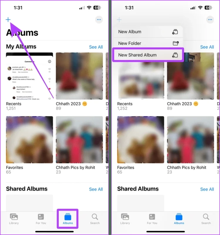 Create a Shared Album on iPhone result