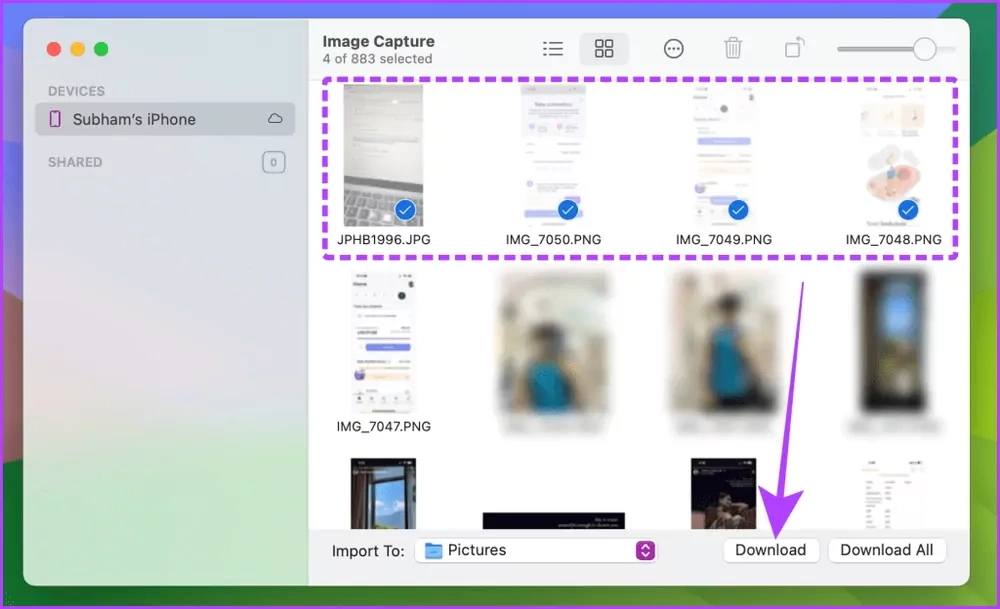 Download Selected Image to Mac
