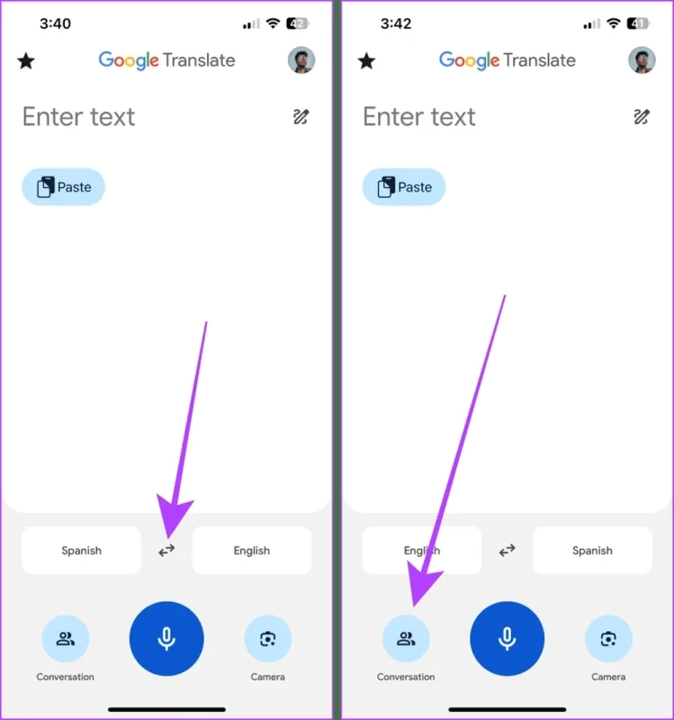 Toggle Between Languages in Google Translate App result