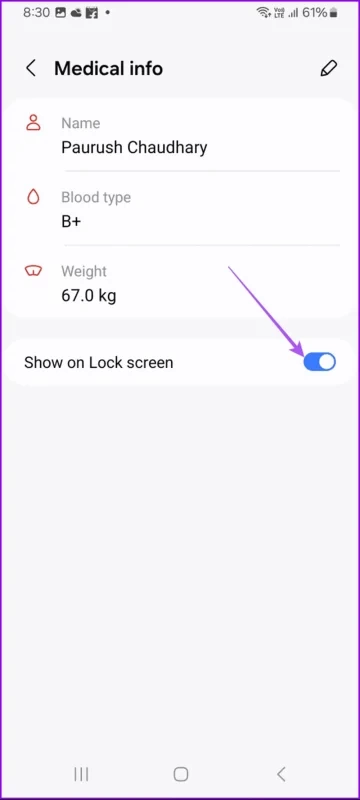 show medical info on lock screen samsung 461x1024 result