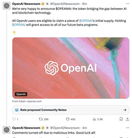 هک حساب رسمی OpenAI در ایکس و تبلیغ کلاهبرداری ارز دیجیتال